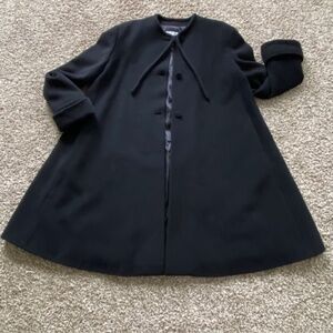 VTG Emporio Armani Black Wool Blend Coat Jacket Italy Size L/XL-Offers Welcome